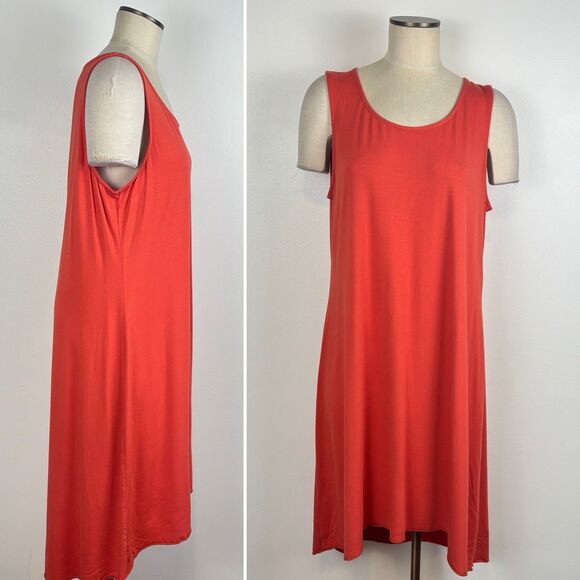 Chico's Orange Tank Dress Stretch Sleeveless Boho Lagenlook Minimalist 3 / XL - Picture 1 of 5